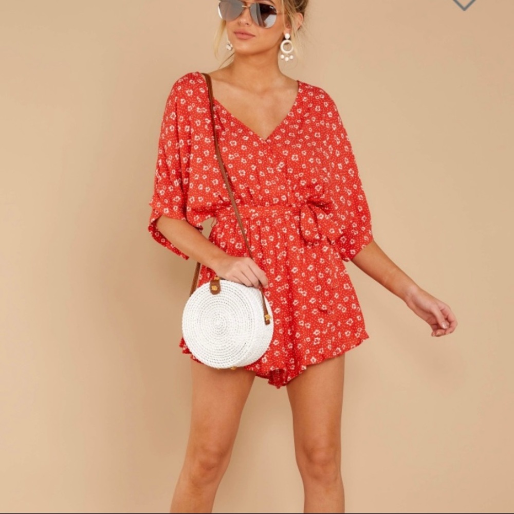 Make You Smile Tomato Orange Print Romper